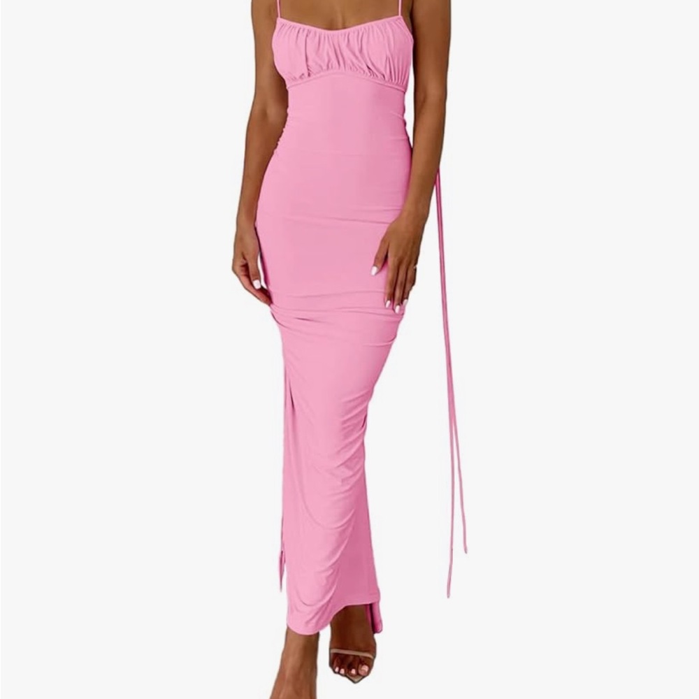 Open Back Pink Maxi Dress